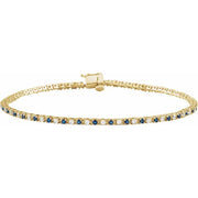 14K Yellow Natural Blue Sapphire & 5/8 CTW Natural Diamond Line 7 1/4' Bracelet