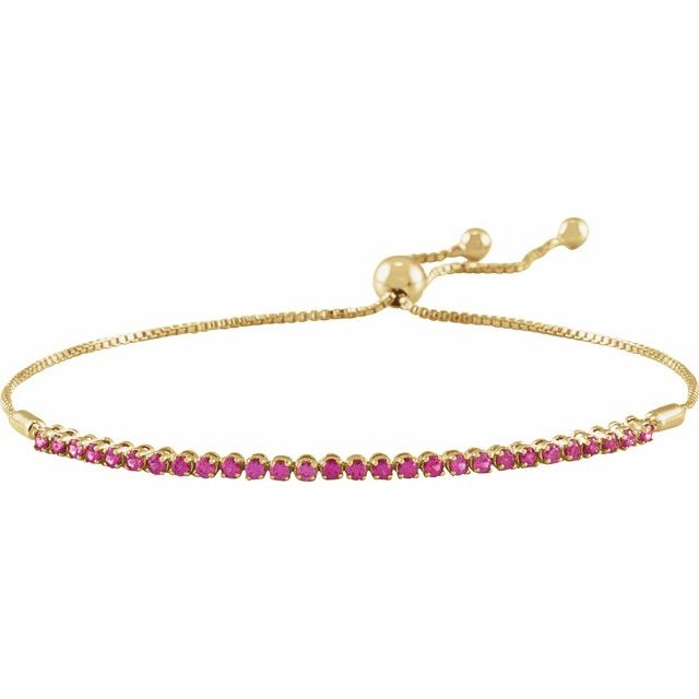 14K Yellow Natural Ruby Adjustable 9 1/2' Bolo Bracelet