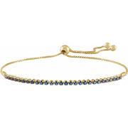 14K Yellow Natural Blue Sapphire Adjustable 9 1/2' Bolo Bracelet