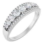 14K White 5/8 CTW Natural Diamond Graduated Anniversary Band