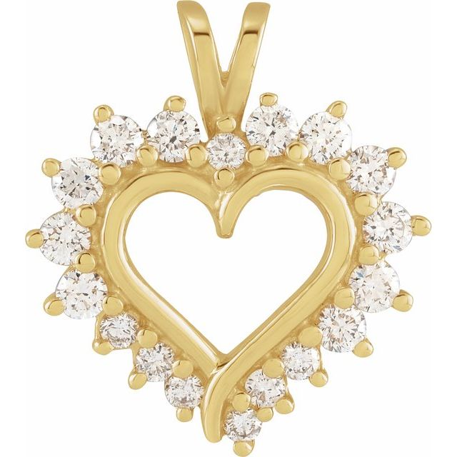 14k Yellow 1/2 CTW Natural Diamond Heart Pendant