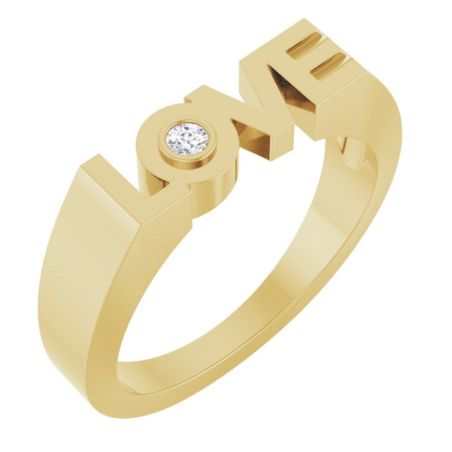 14K Yellow .03 CT Natural Diamond Love Ring