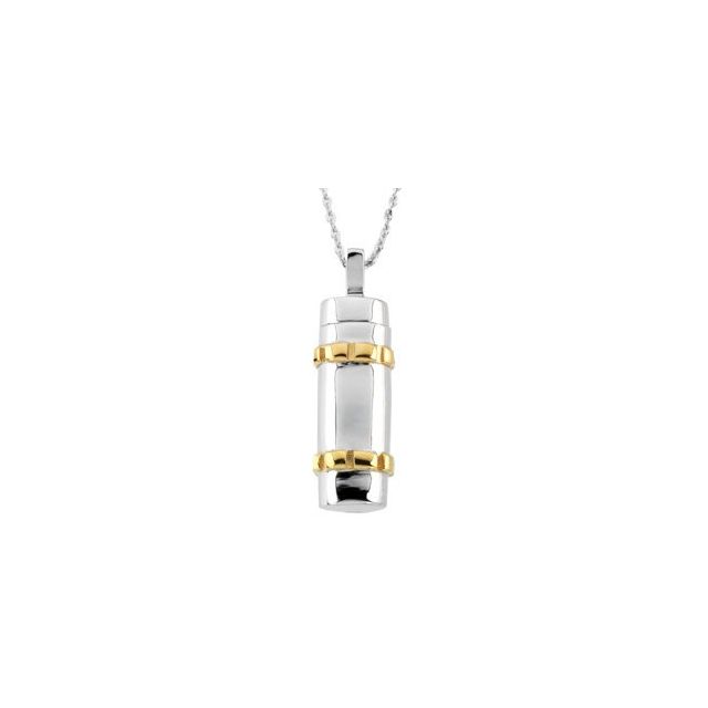 Sterling Silver 14K Yellow Gold-Plated Cylinder Ash Holder 18' Necklace