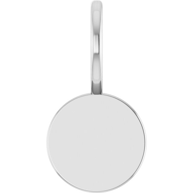 14K White Engravable Disc Charm/Pendant