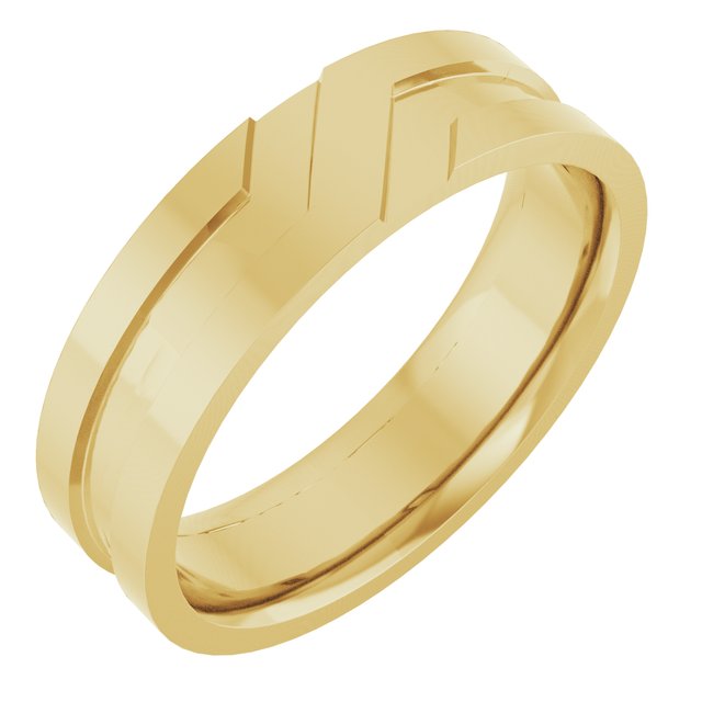 14k Yellow 6 Mm Grooved Band Size 9.5