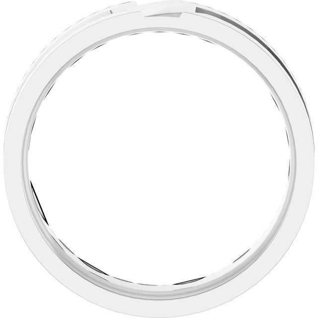 14K White 6 mm Grooved Band Size 9.5