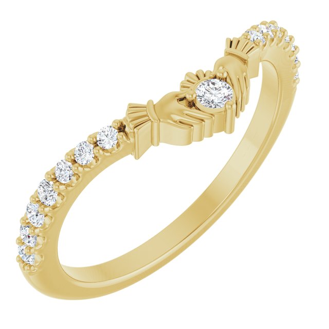 14k Yellow 1/5 Ctw Lab-grown Diamond Claddagh Contour Band