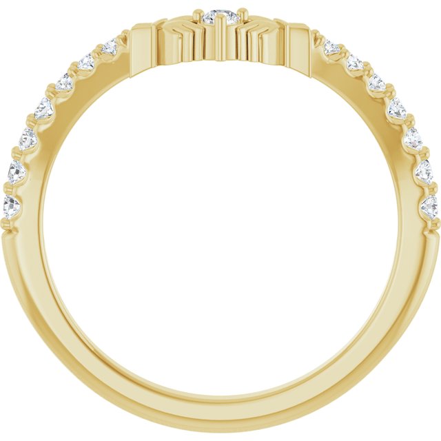 14k Yellow 1/5 Ctw Lab-grown Diamond Claddagh Contour Band