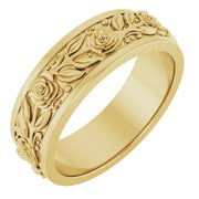 14K Yellow 7 mm Floral Band Size 10