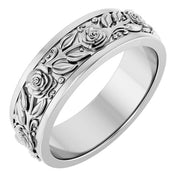 14K White 7 mm Floral Band Size 10