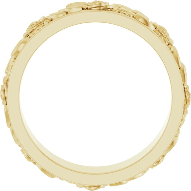 14K Yellow 7 mm Floral Band Size 10