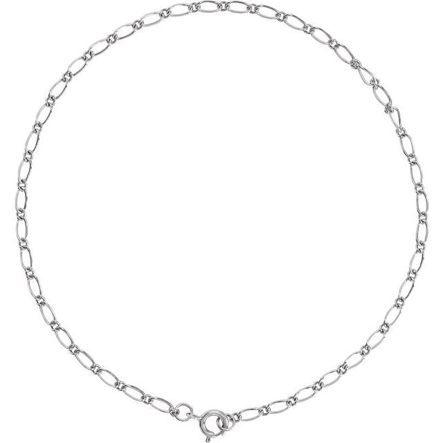 14K White 1.5 mm Figaro 7' Chain