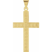 14K Yellow 28x18 mm Geometric Cross Pendant