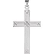 14K White Geometric Cross Pendant