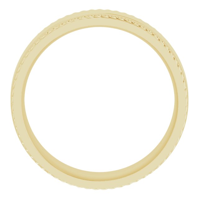 14K Yellow 7 mm Patterned Edge Band Size 10