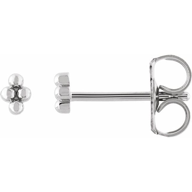 14K White 4 Beads Stud Earrings