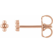 14K Rose 4 Beads Stud Earrings