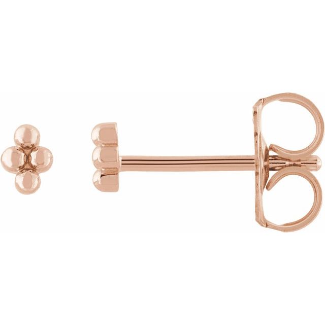 14K Rose 4 Beads Stud Earrings
