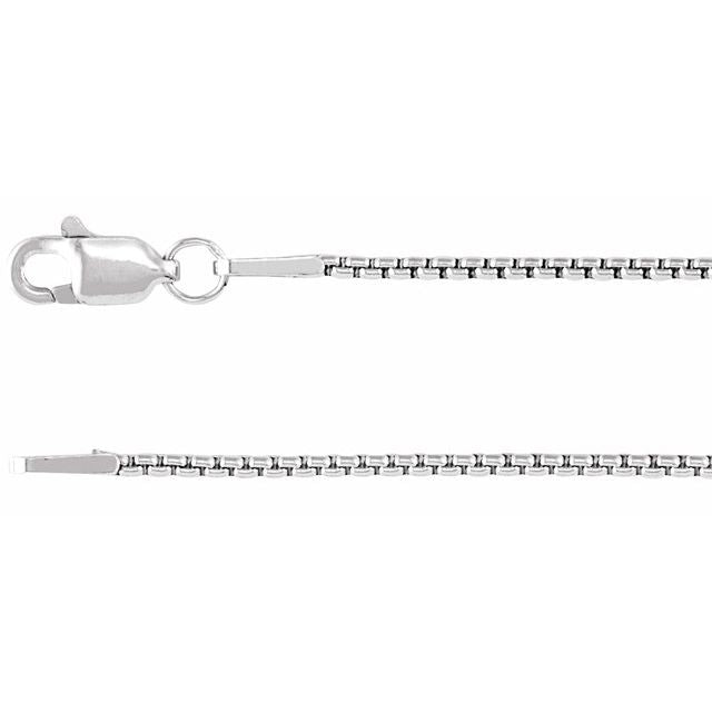 Rhodium-Plated Sterling Silver 1.25 mm Box 24' Chain