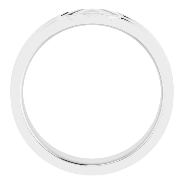 14K White 6 mm New Aged Deco Band Size 10