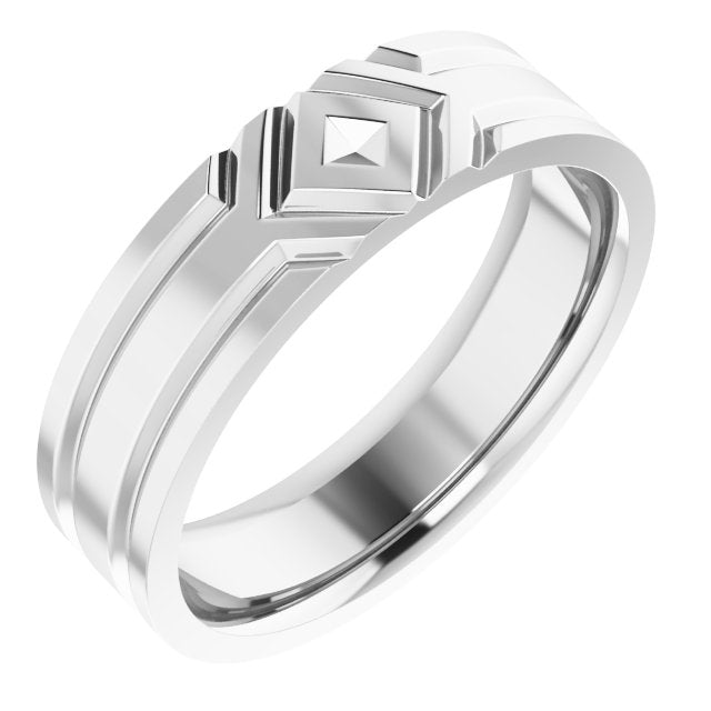 Continuum Sterling Silver 6 mm New Aged Deco Band Size 9