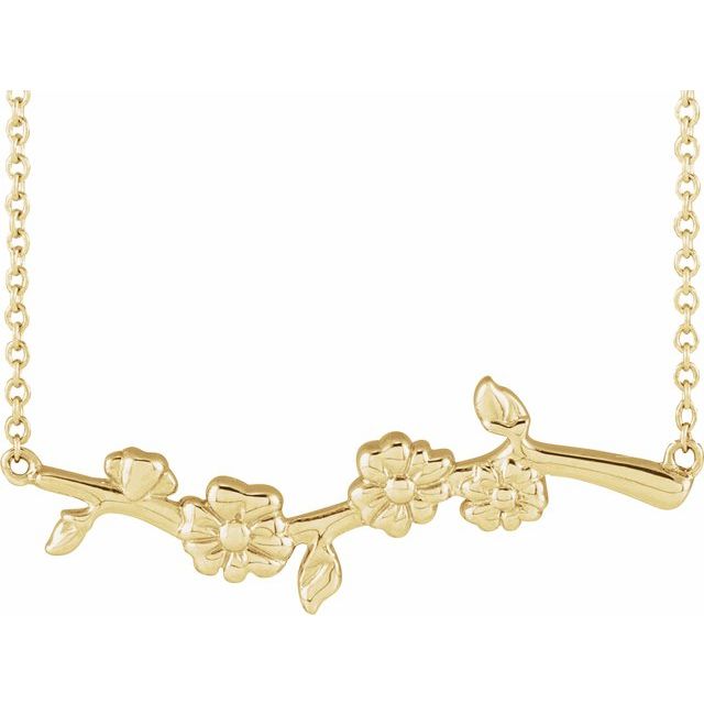 14K Yellow Floral-Inspired Bar 18' Necklace