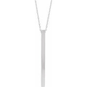 14K White Engravable Four-Sided Bar 16-18' Necklace