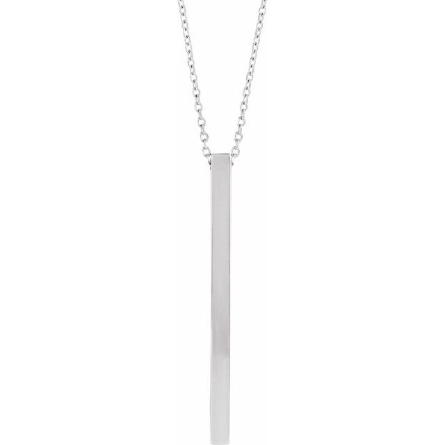 Sterling Silver Engravable Four-Sided Bar 16-18' Necklace