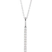 14K White 1/6 CTW Natural Diamond Vertical Bar 16-18' Necklace