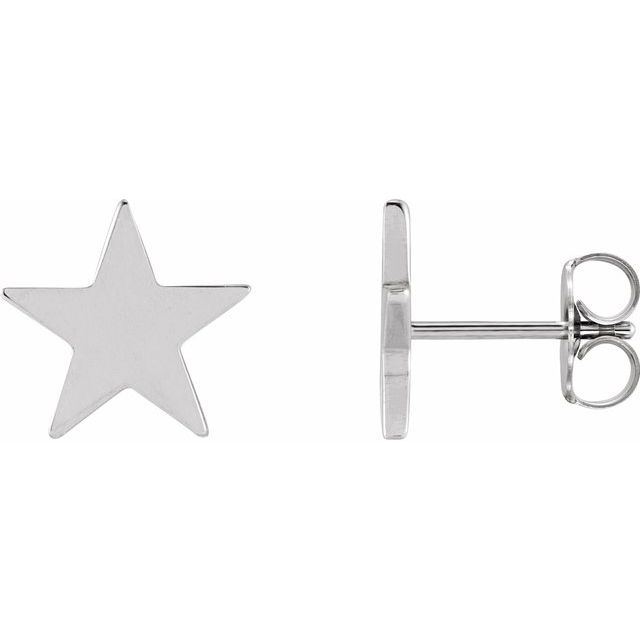 Sterling Silver 6.2 Mm Star Friction Post & Back Earrings