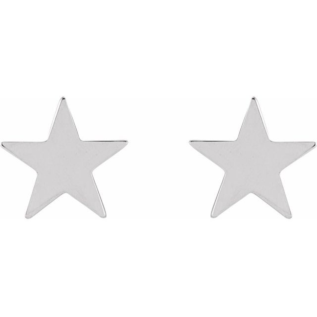 Sterling Silver 6.2 Mm Star Friction Post & Back Earrings