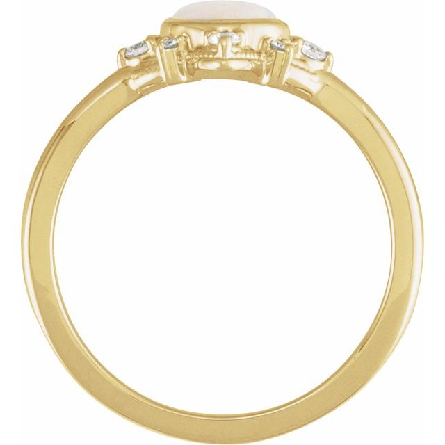 14K Yellow Natural White Opal & 1/10 CTW Natural Diamond Halo-Style Ring