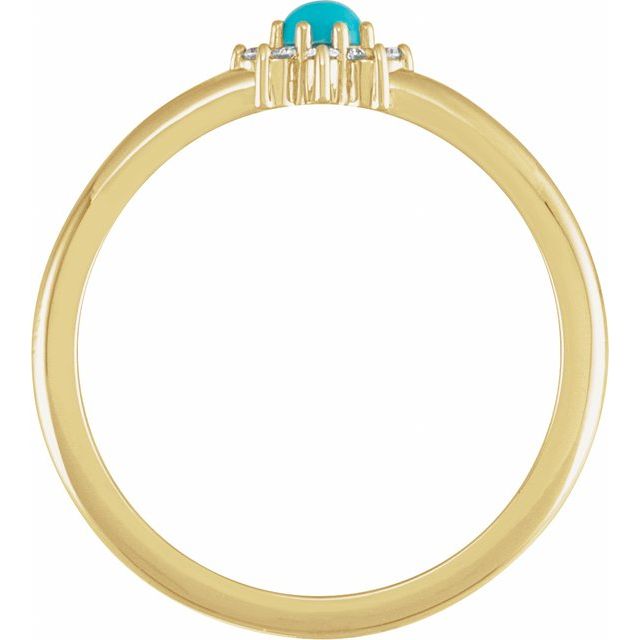14K Yellow Natural Turquoise & .07 CTW Natural Diamond Halo-Style Ring