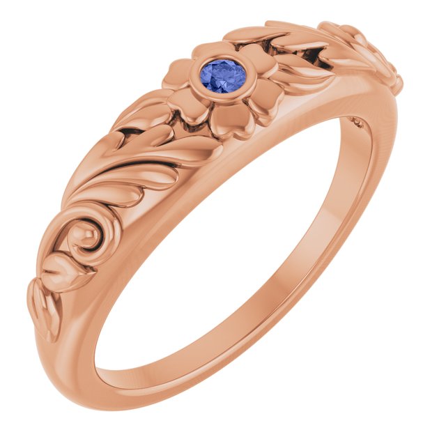 14K Rose Natural Tanzanite Floral Ring
