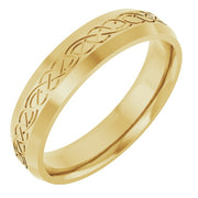 14K Yellow 5 mm Patterned Band Size 10