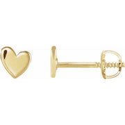 14K Yellow 4 mm Asymmetrical Heart Earrings