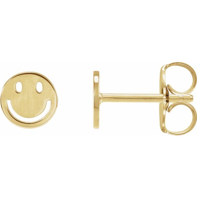 14K Yellow 6 mm Smiley Face Friction Earrings