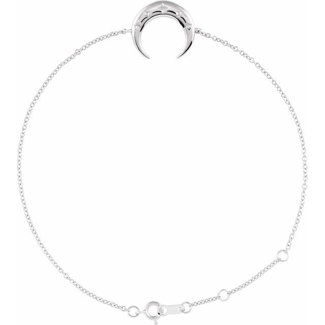 Sterling Silver Adjustable Crescent 6 1/2'-7 1/2' Bracelet