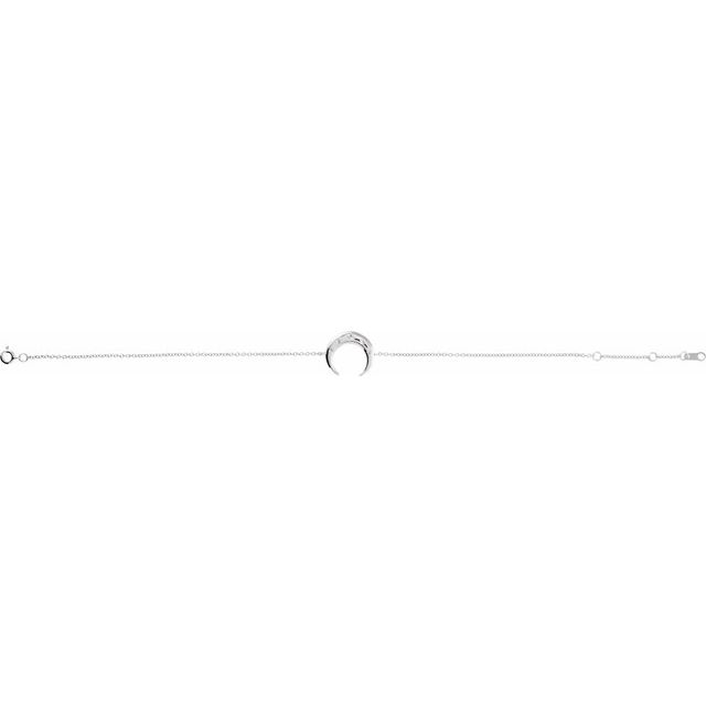 Sterling Silver Adjustable Crescent 6 1/2'-7 1/2' Bracelet