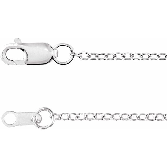 18K White 1.3 mm Cable 20' Chain