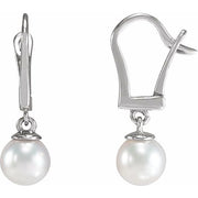 14K White Cultured White Freshwater Pearl Earrings