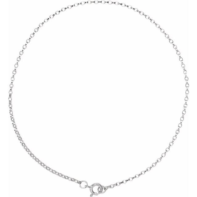 14K White 1.1 mm Rolo 7' Chain