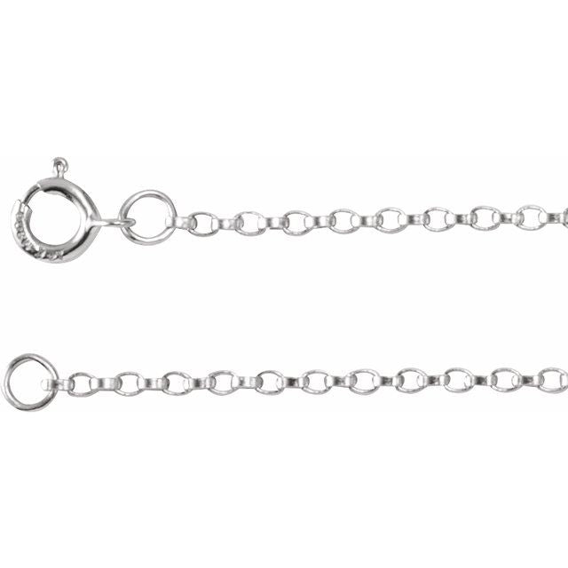 14K White 1.1 mm Rolo 7' Chain