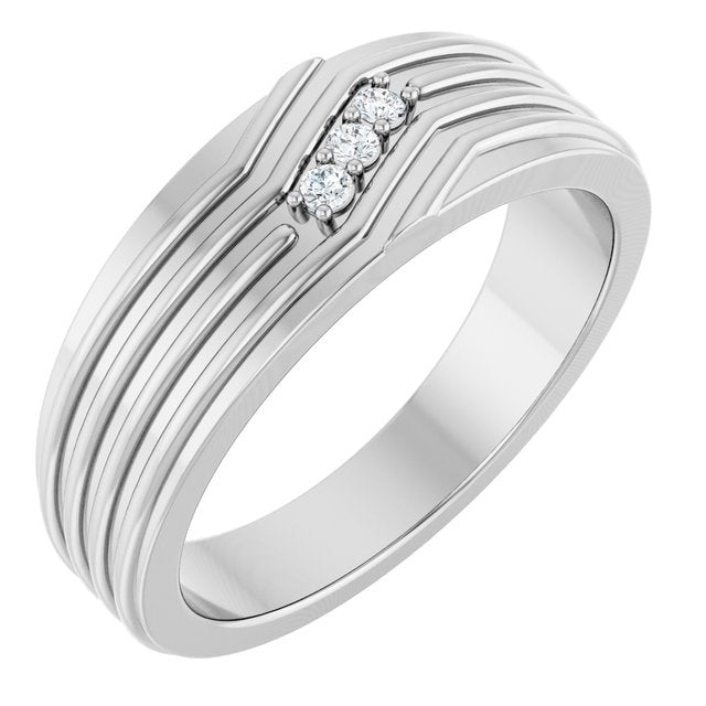 14K White .05 CTW Natural Diamond Accented Band
