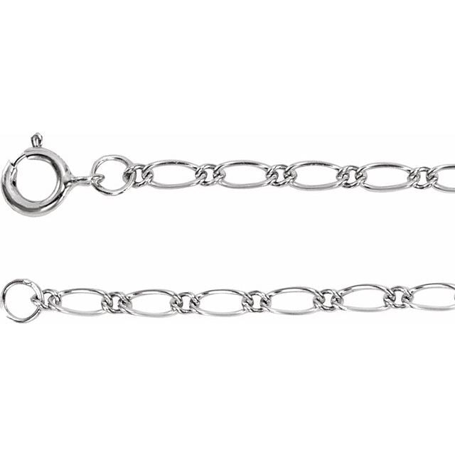 14K White 1.5 mm Figaro 7' Chain
