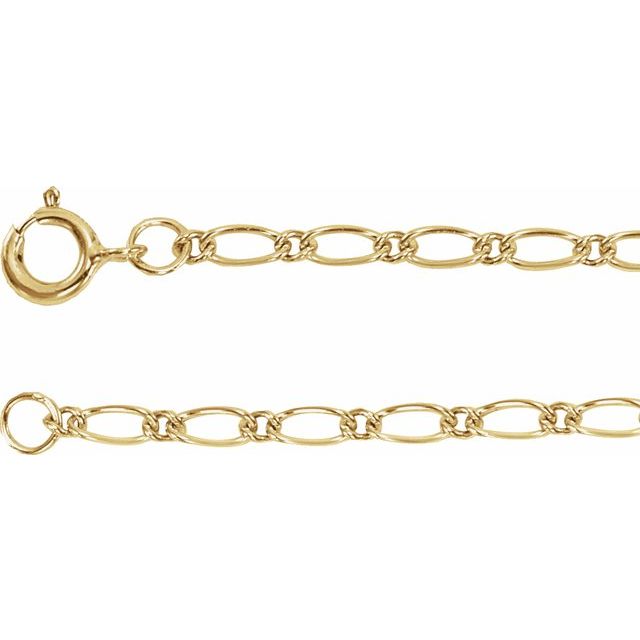 14K Yellow 1.5 mm Figaro 7' Chain