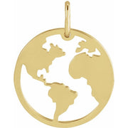 14K Yellow 19.2x15 mm Earth Cutout Pendant