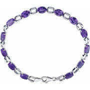 14K White 7x5 mm Oval Natural Amethyst 7 1/4' Bracelet