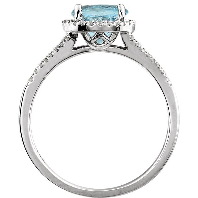 14K White Natural Sky Blue Topaz & 1/6 CTW Natural Diamond Ring