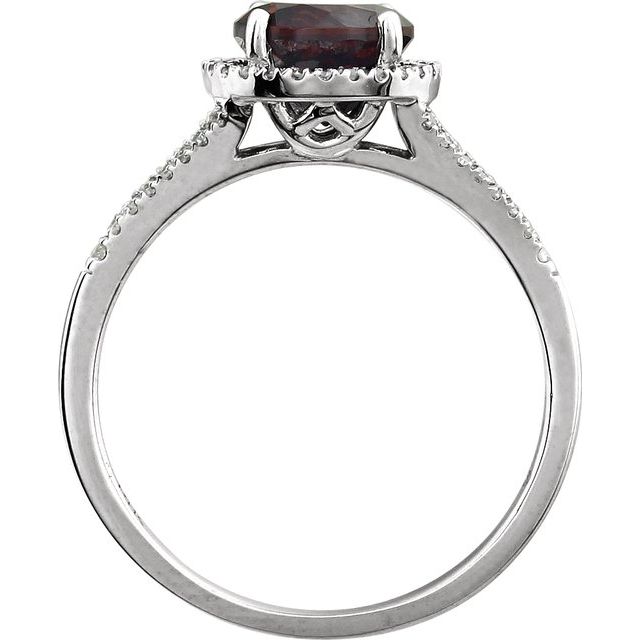 14K White Natural Mozambique Garnet & 1/6 CTW Natural Diamond Ring